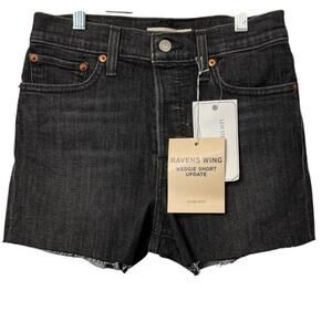 Levi’s Wedgie Short Update Ravens Wing Black Denim Cutoff Shorts Size 27 NWT